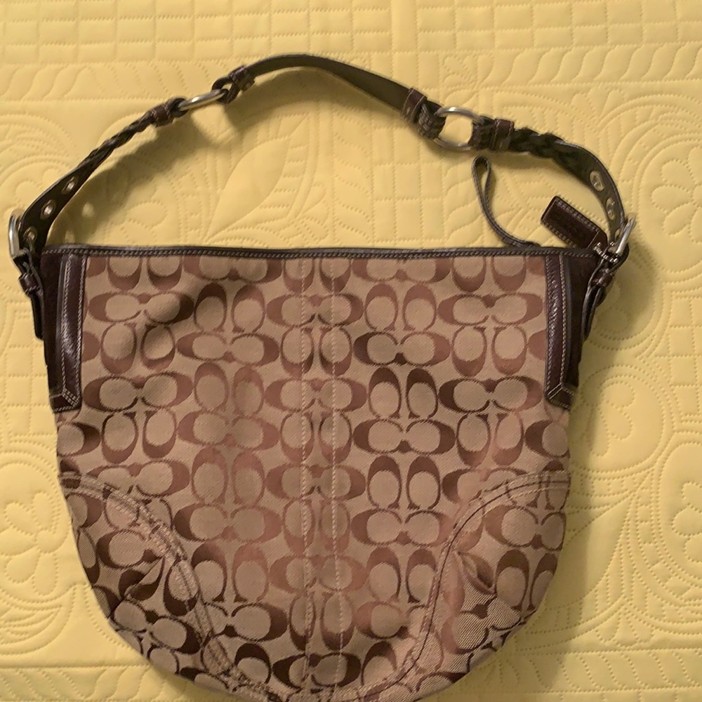 Coach brown signature cloth purse